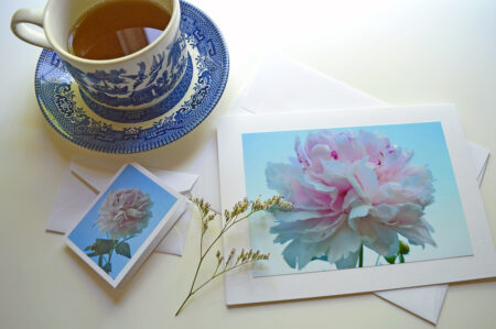 notecard + enclosure products for peony collection